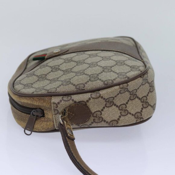 GUCCI GG Supreme Web Sherry Line Clutch Bag PVC Beige Red - Picture 5 of 16